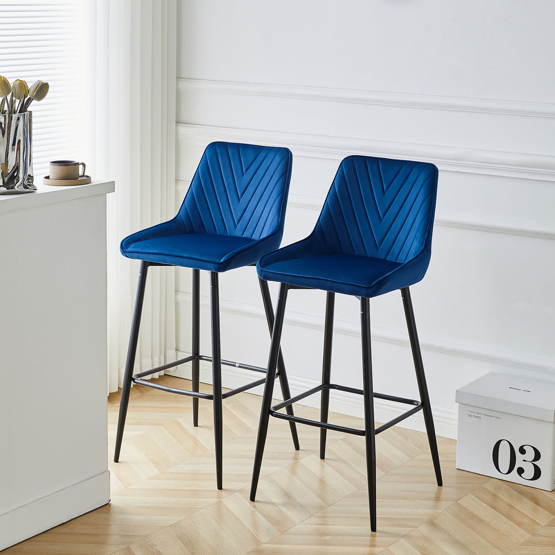 Lourdes Bar Stool [Set of 2][65cm][75cm] [Velvet]