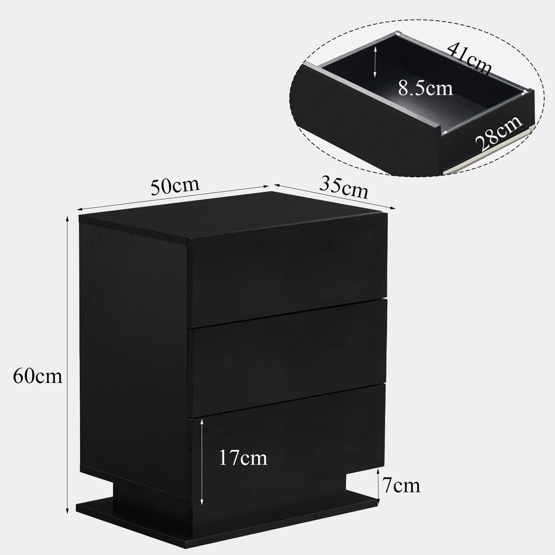 Mario LED Light Bedside Table [3 Drawers][Nightstand]