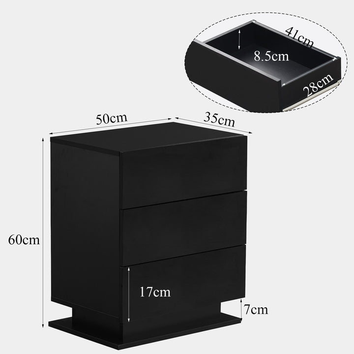 Mario LED Light Bedside Table [3 Drawers][Nightstand]