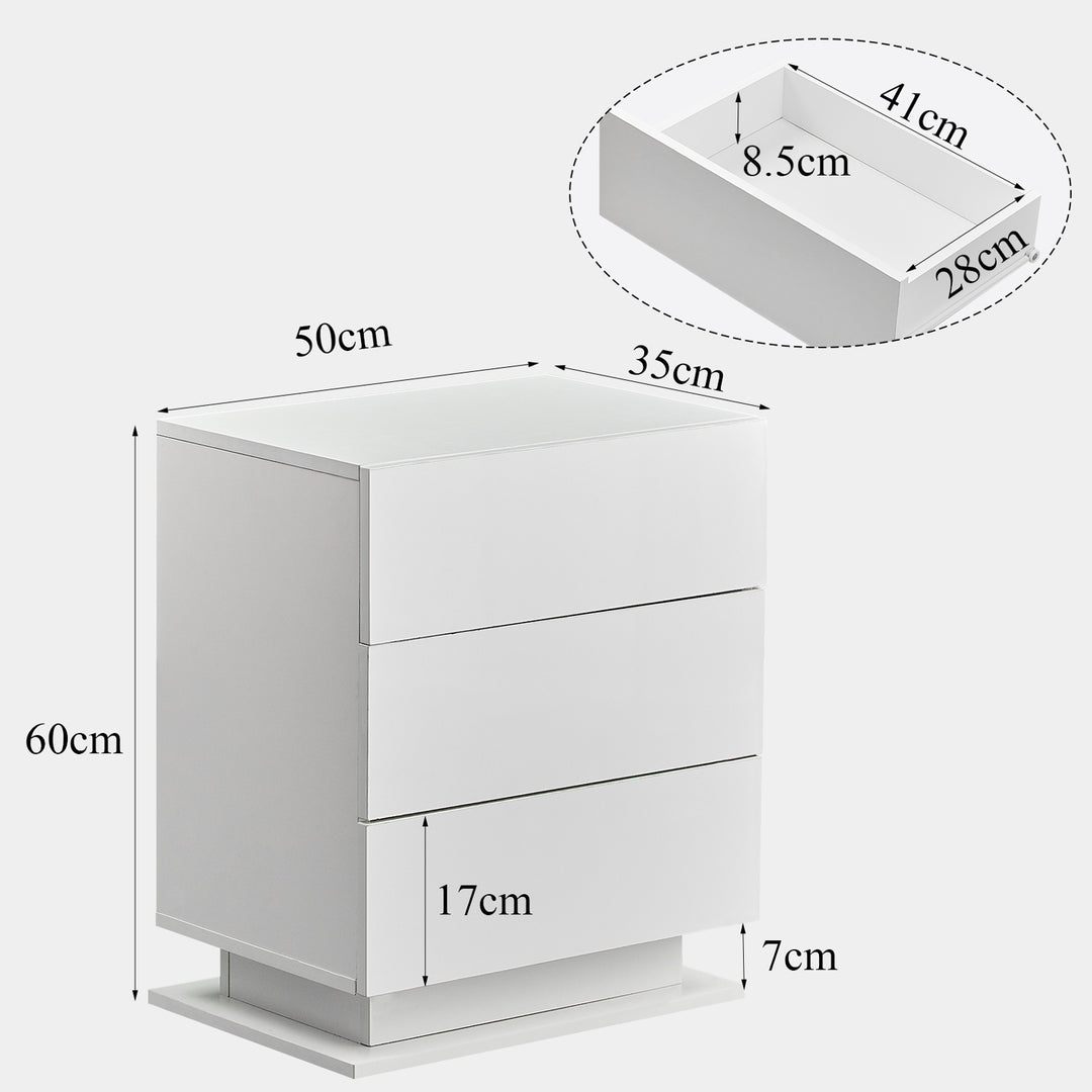 Mario LED Light Bedside Table [3 Drawers][Nightstand]