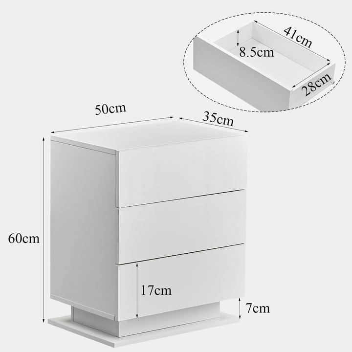 Mario LED Light Bedside Table [3 Drawers][Nightstand]