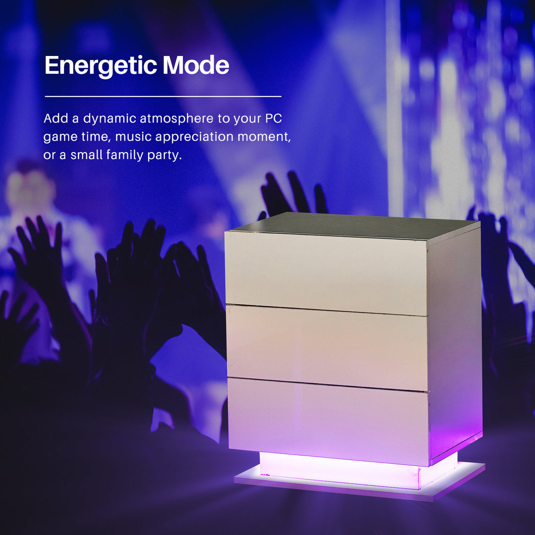 Mario LED Light Bedside Table [3 Drawers][Nightstand]