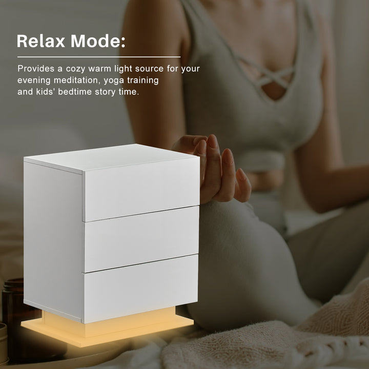 Mario LED Light Bedside Table [3 Drawers][Nightstand]