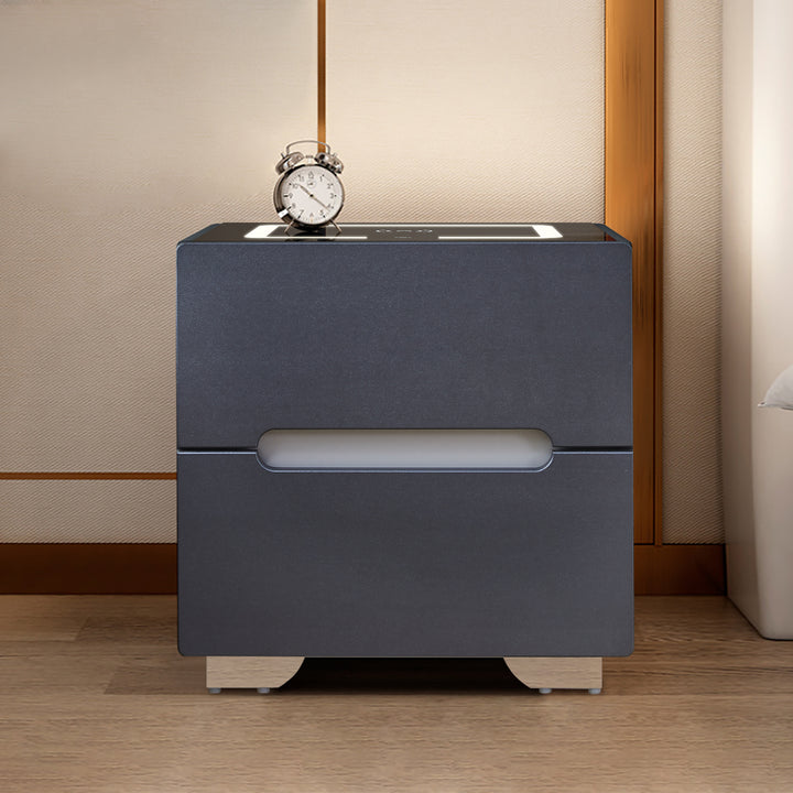 Erinn LED Light Bedside Table [2/3 Drawers][Charging Station][Nightstand]