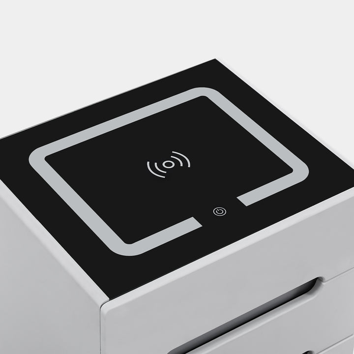 Erinn LED Light Bedside Table [2/3 Drawers][Charging Station][Nightstand]