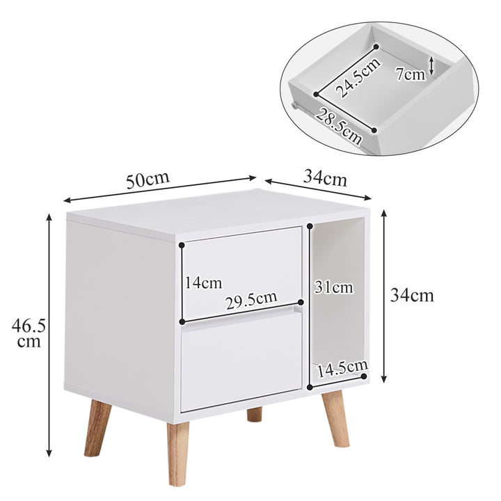 Andru Modern White Wood Bedside Table