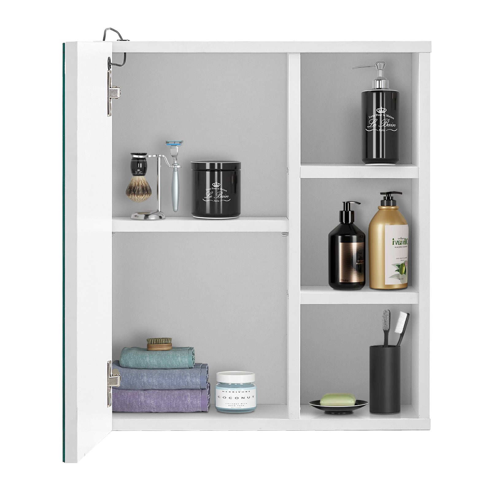 Clipop Bathroom Mirror Cabinet with Lights Wall Mounted Small 3 Shelves ...