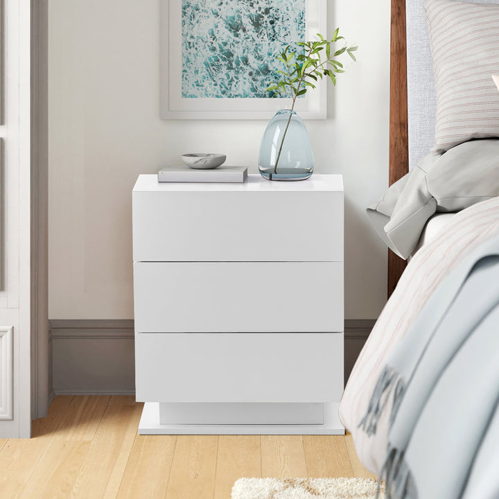 Mario LED Light Bedside Table [3 Drawers][Nightstand]
