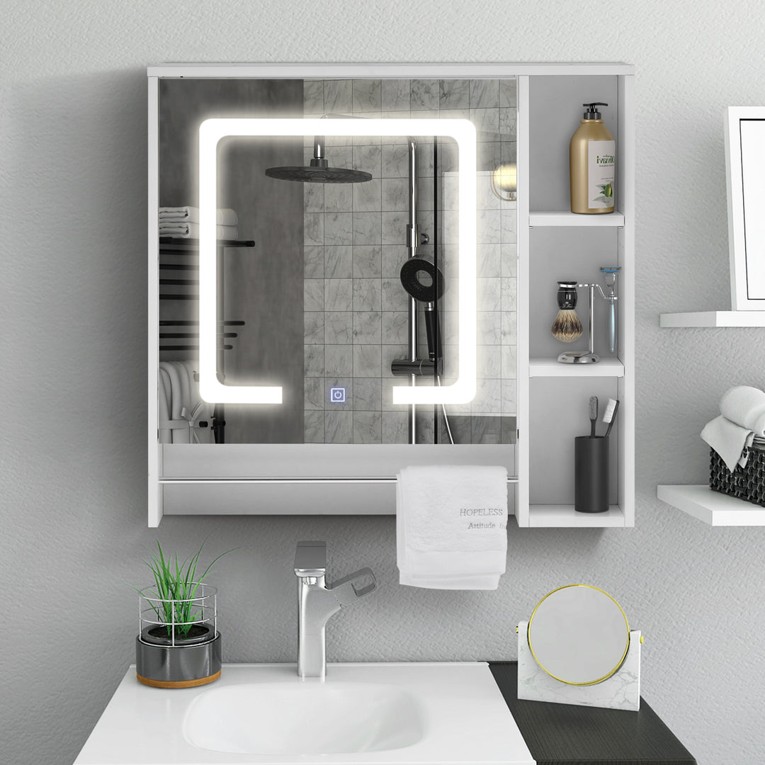 Tavion Bathroom Mirror Cabinet with Lights [1 Door+3 Shelves]