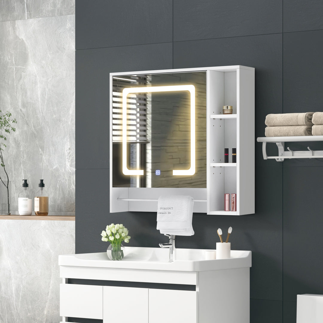 Tavion Bathroom Mirror Cabinet with Lights [1 Door+3 Shelves]