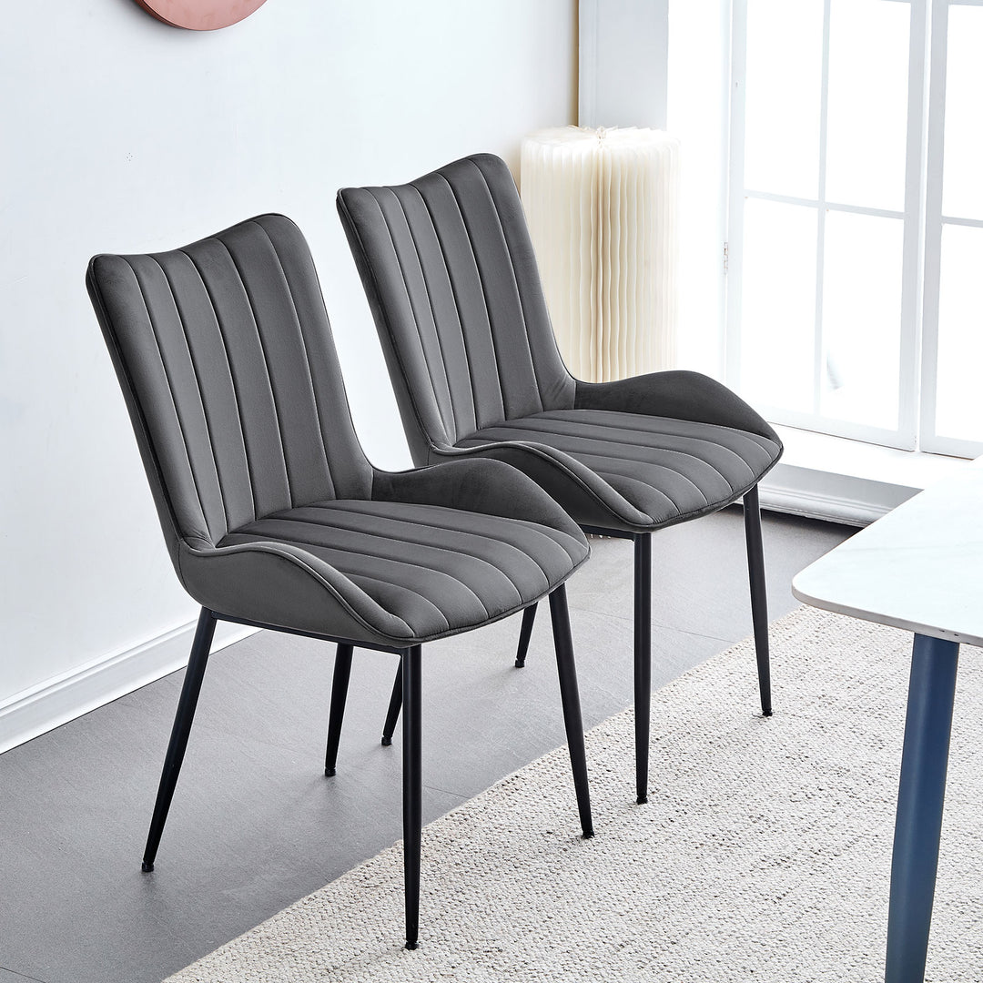 Myra Mid-Century Modern Dining Chairs [Velvet] [Set of 2]