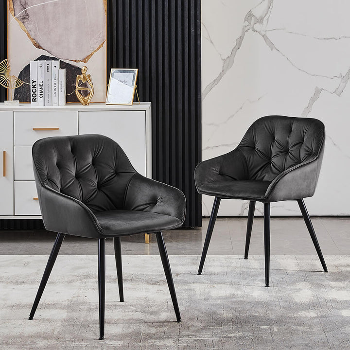 Garvies Velvet Tufted Dining Chairs Upholstered Seat | CLIPOP