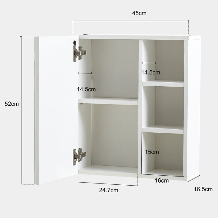 Othello rahmenloser LED-Touch-Spiegel-Medizinschrank [1 Tür + 3 Regale]