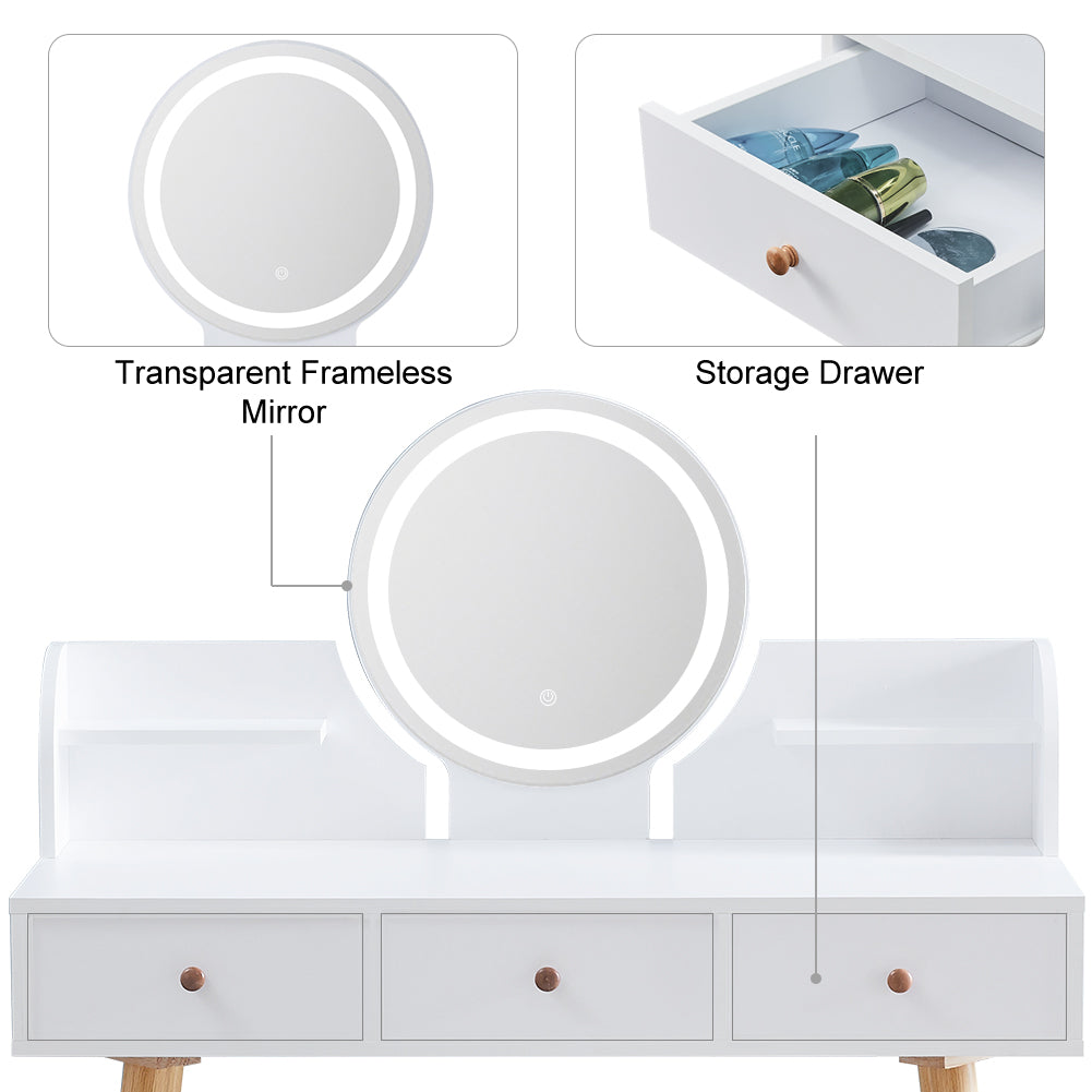 Sasja Intelligent Dimming Mirror Makeup Vanity Table Set