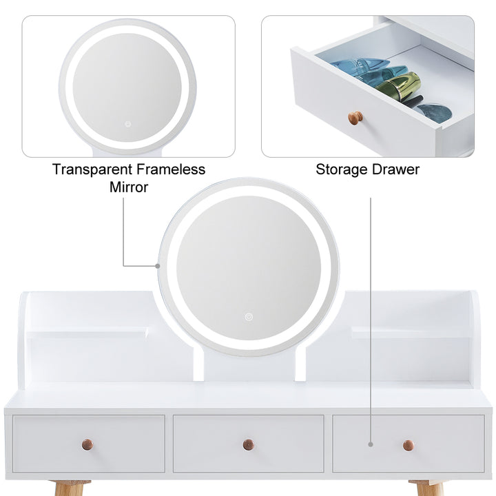 Sasja Intelligent Dimming Mirror Makeup Vanity Table Set