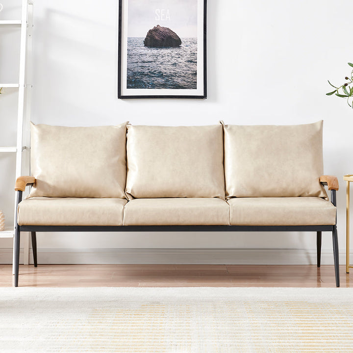 Mid-Century Modern 3-Sitzer-Sofa [Cremeweiß]