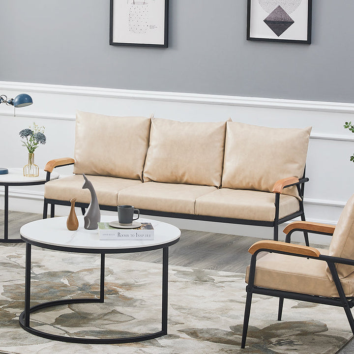 Mid-Century Modern 3-Sitzer-Sofa [Cremeweiß]