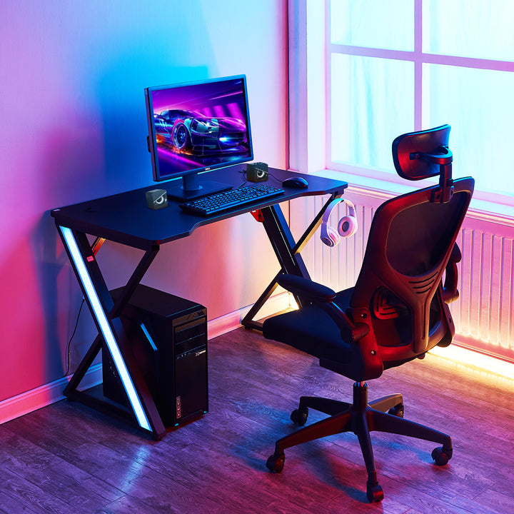 Sirius X Shaped LED Light Gaming Desk