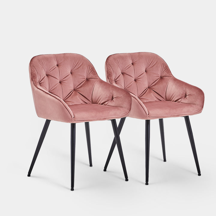 Pink Velvet Dining Chairs Armchairs Set of 2