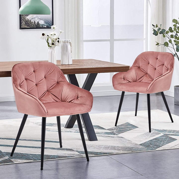 Pink Samt Esszimmerstühle / Armlehnstühle Set von 2