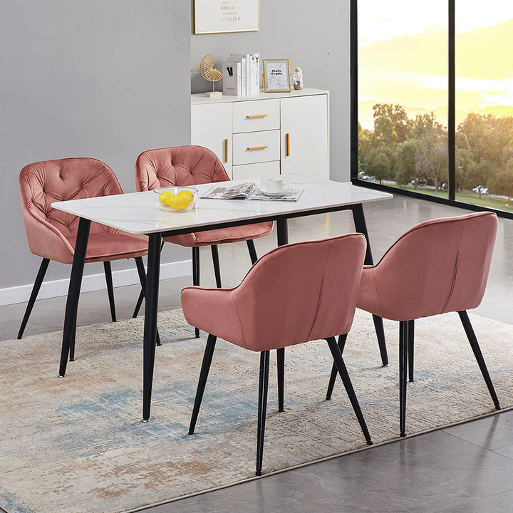 Pink Velvet Dining Chairs Armchairs Set of 2